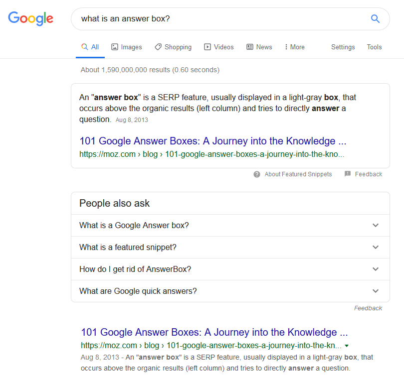 Google Answer Box